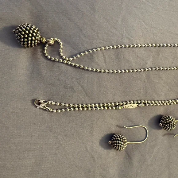 LAGOS Silver Beaded Necklace and Earring Set - Picture 2 of 3